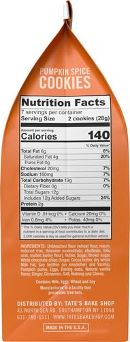 Tate’s Bake Shop Pumpkin Spice Cookies – 7 oz Bag