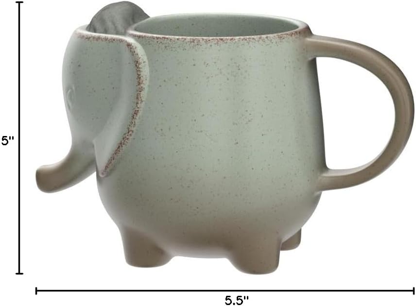 HAPPINESS APPLY HERE Ceramic 15oz Elephant Tea Mug Green