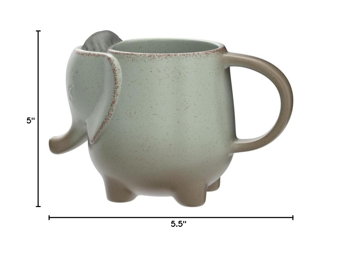 HAPPINESS APPLY HERE Ceramic 15oz Elephant Tea Mug Green