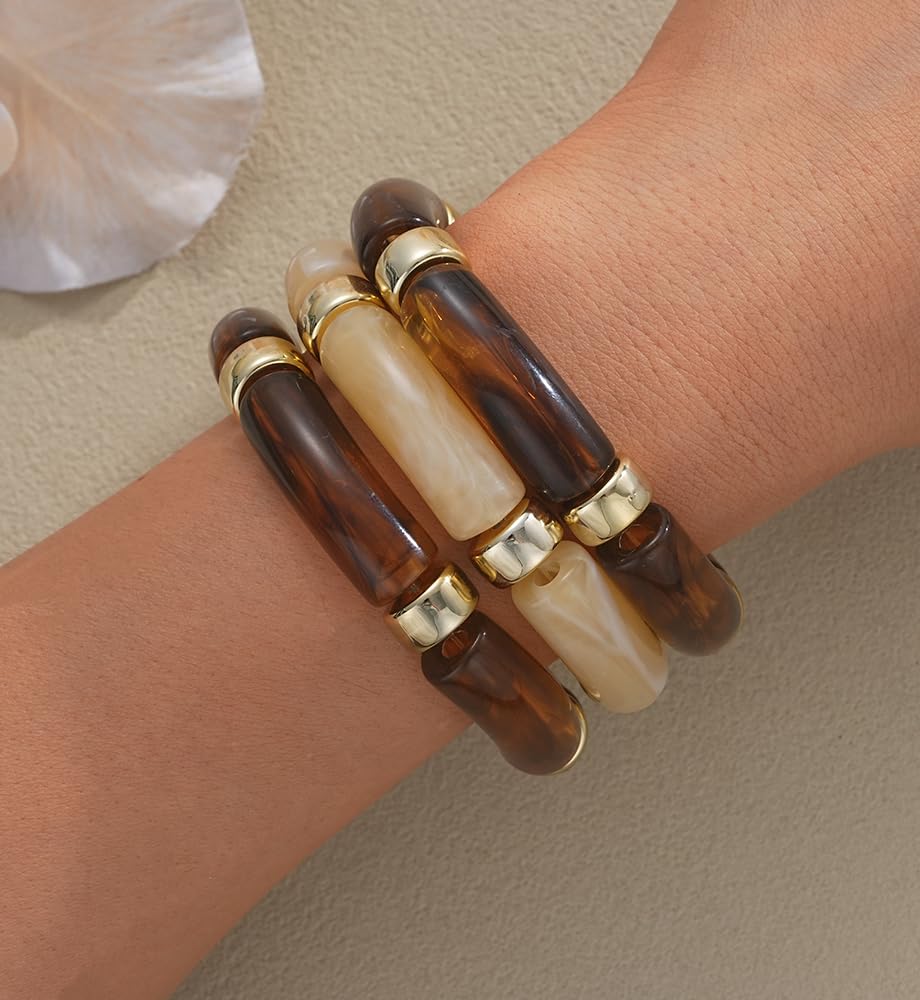 Chunky Acrylic Bamboo Tube Bracelets – Bold, Fun & Fashion-Forward