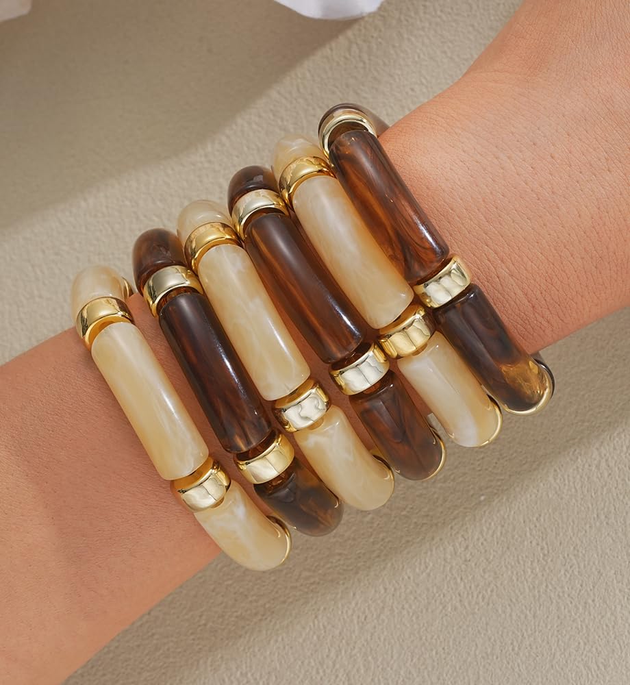 Chunky Acrylic Bamboo Tube Bracelets – Bold, Fun & Fashion-Forward