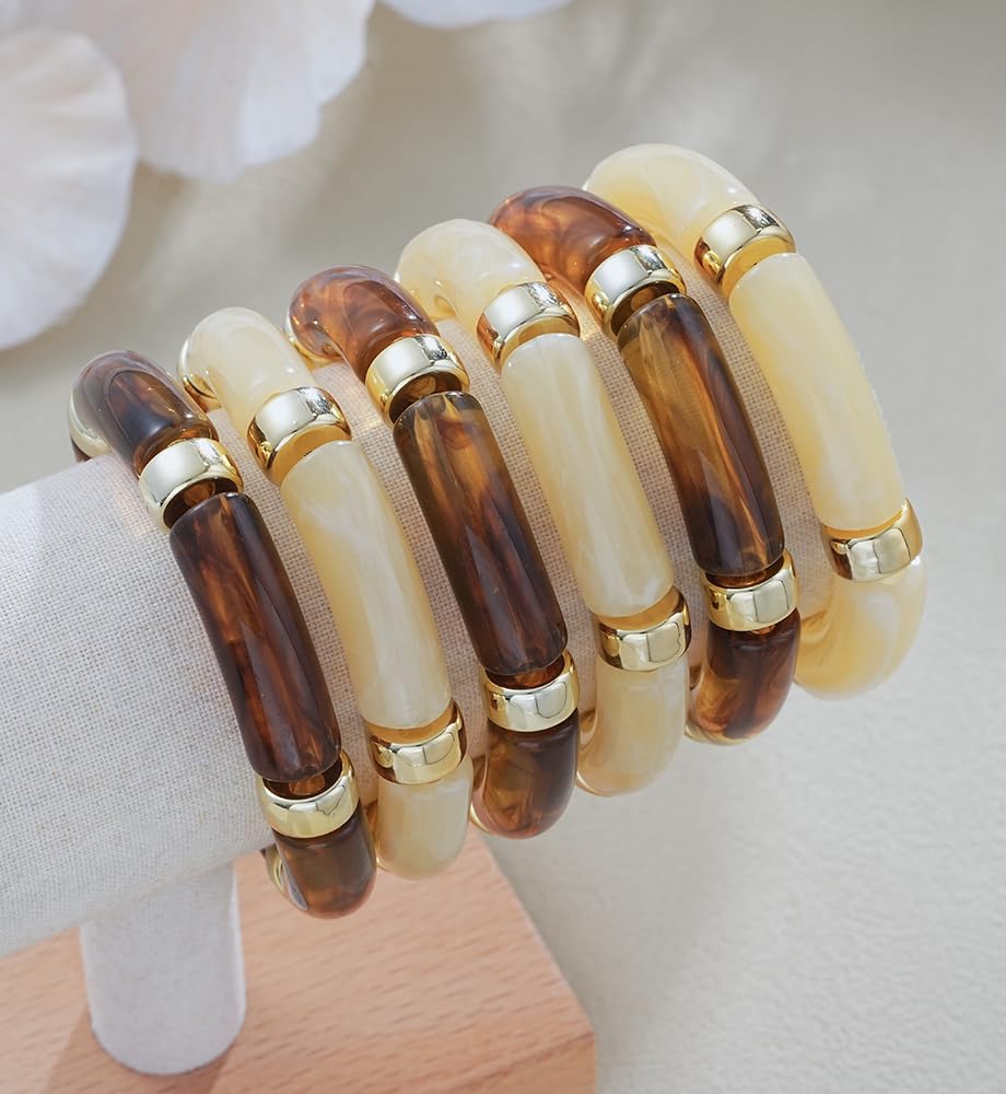 Chunky Acrylic Bamboo Tube Bracelets – Bold, Fun & Fashion-Forward