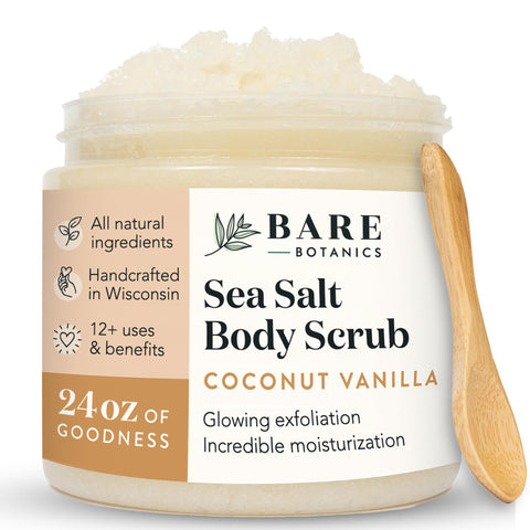 Coconut Vanilla Sea Salt Body Scrub – Double Exfoliation & Deep Hydration