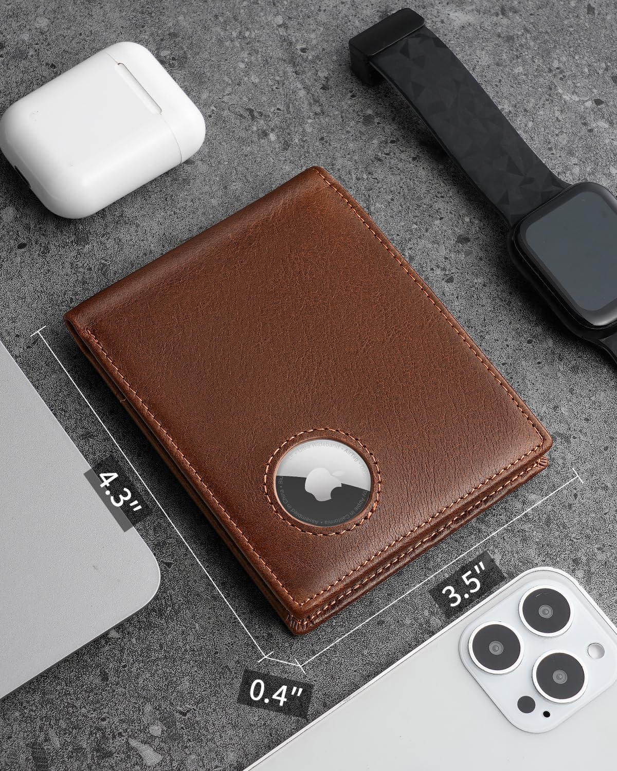 Genuine Leather AirTag Wallet – Slim, Smart & Secure