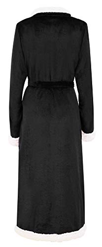 Women's Plush Sherpa Robe Long (Black)