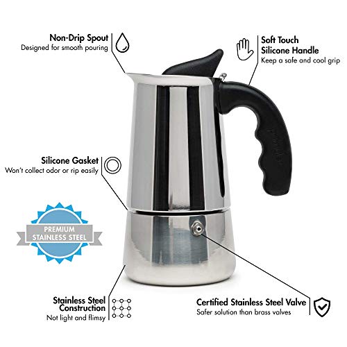 Primula Stainless Steel Stovetop Espresso Coffee Maker, 4-Cup